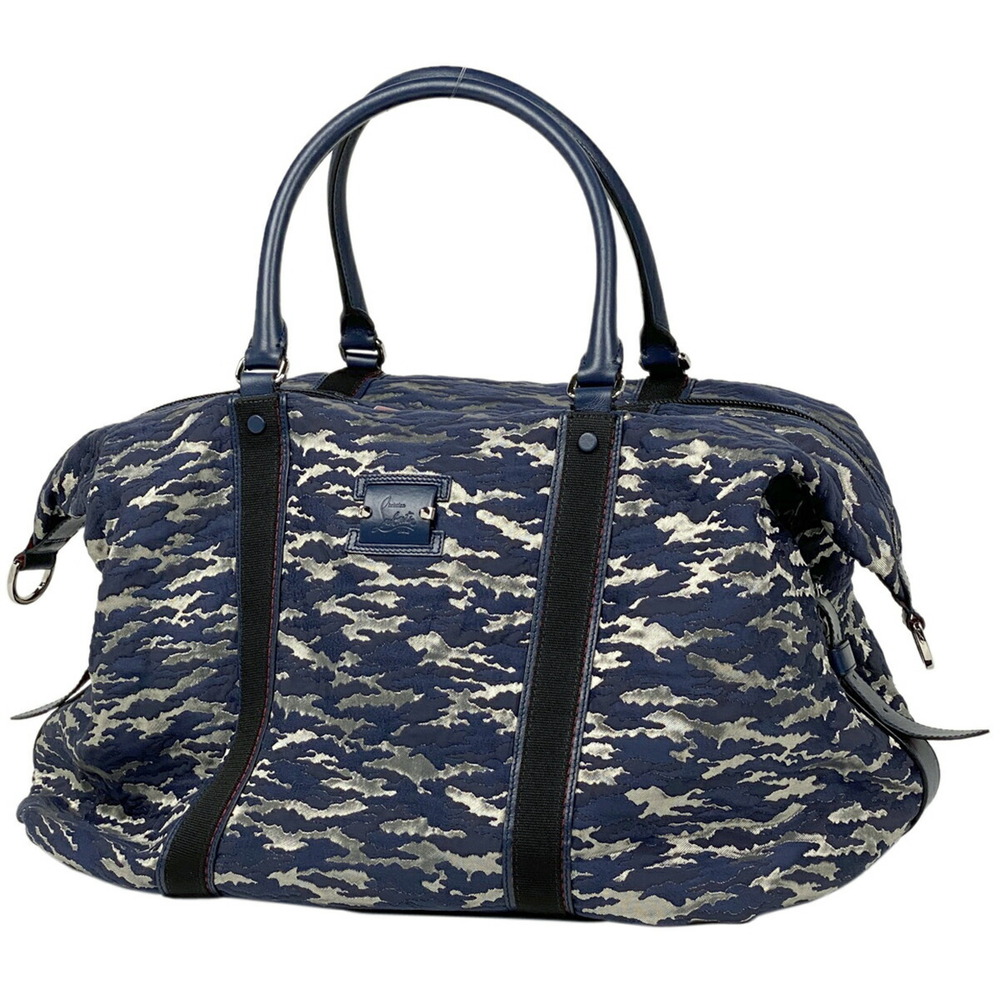 Christian Louboutin logo handbag shoulder bag travel all over Navy Blue silver